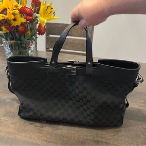 Gucci Black Monogram Canvas Tote Bag